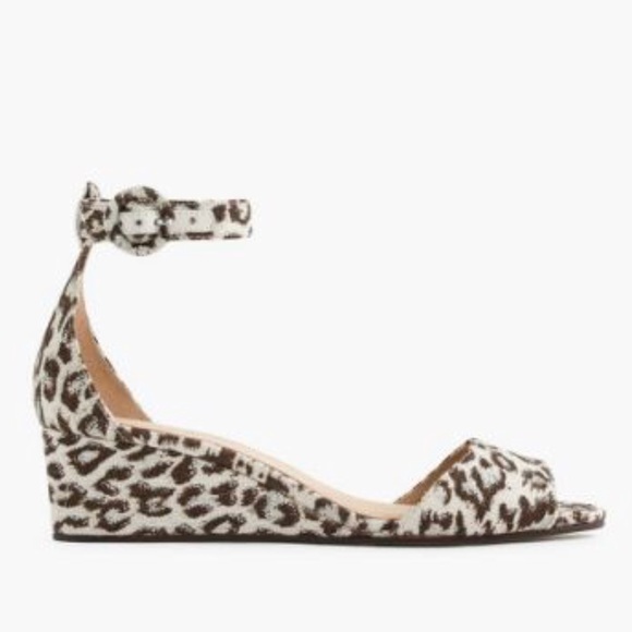 J. Crew Shoes - J. Crew Laila leopard cloth wedges w/ ankle strap